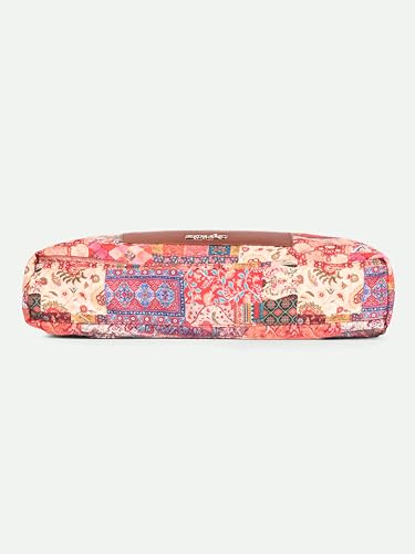 Image of ZOUK Printed Sora Tote Bag | Handcrafted Rollable Women's Tote | Vegan Leather & Canvas Lightweight Shoulder Bag for Daily Use