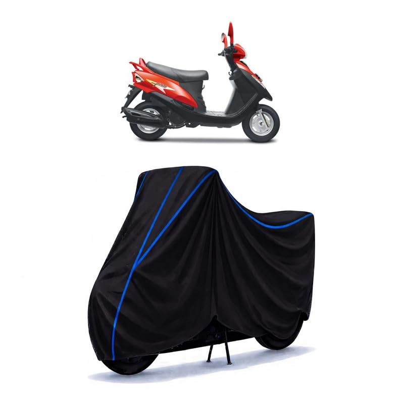 Image of Scooty Cover Water Resistant for Flyte SNP | Universal Scooter & Bike Cover | Heavy Duty UV Dust, Rain & Scratch Protection | Elastic Fit All Weather Indoor Outdoor | Black with Blue Piping