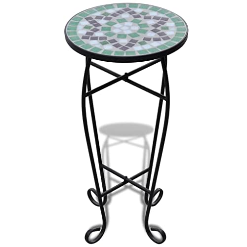 vidaXL Table d'appoint Mosaïque Vert et Blanc