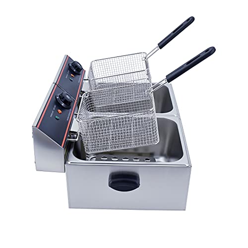 TAIMIKO Elektrische Fritteuse, 12 l, kommerziell, Fritteuse, professionell, 2 Edelstahltank, mit 2 Kunststoffgriffen, 6000 W, 220 V-240 V, Thermostat 60-200 °C – Bild 6