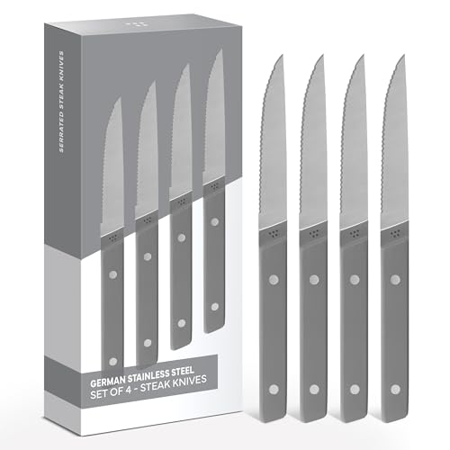 Misen Steak Knives Set of 4 - Precision Serrated Blades