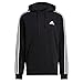 adidas Men's Standard Essentials Fleece 3-Stripes Hoodie, Black/White, Large