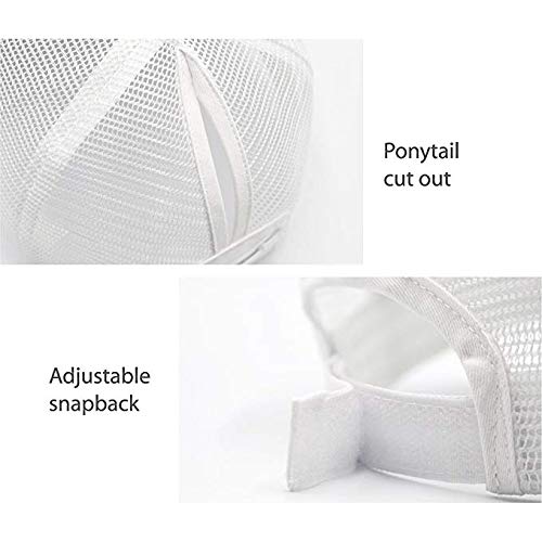 Neufashion Ponycap Messy High Bun Ponytail Adjustable Mesh Trucker Baseball Cap Hat, White, One Size #TOP2
