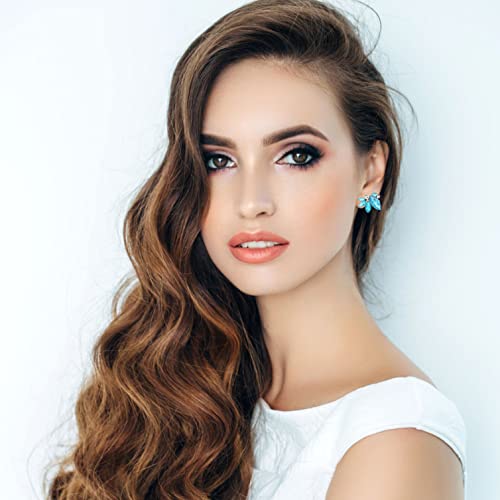 Light Blue Crystal Stud Earrings Small Turquoise Rhinestone Cluster Earrings Cute Sparkly Earrings For Women Girls Wedding Prom Party #TOP1