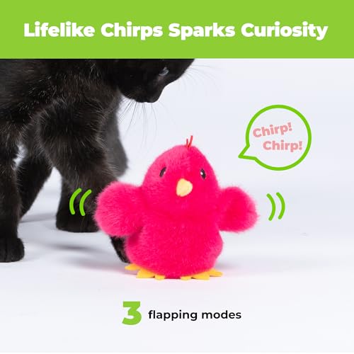 Image of Catify Best Pet Supplies Flapping Duckling, Chick & Bird Cat Toy - Motion-Activated Wings Realistic Chirps, Catnip-Infused Plush, USB Rechargeable Indoor Cats & Kittens, Self-Play Enrichment - Fuchsia