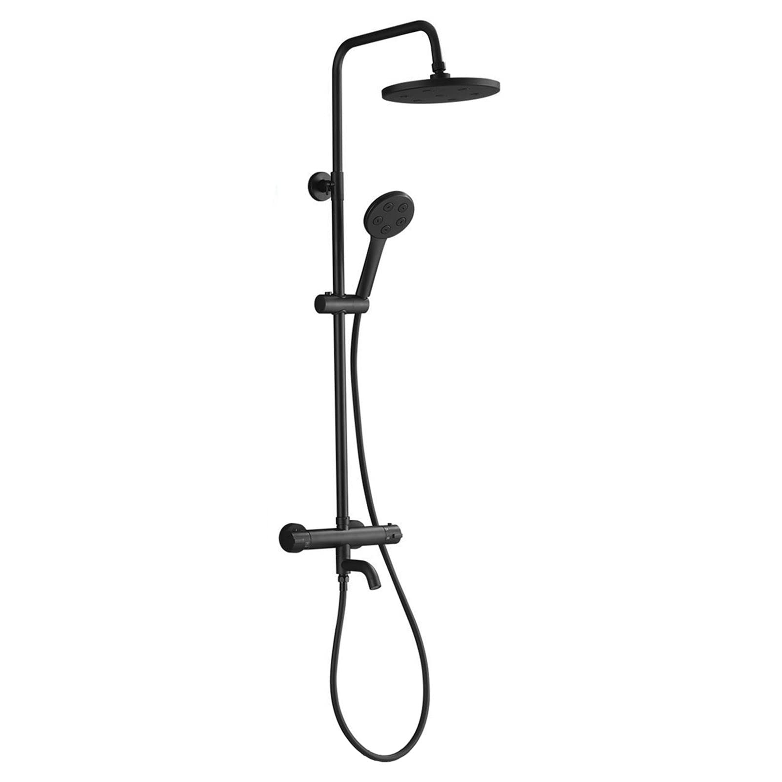 Pommeau de douche effet pluie noir mat et ensemble douchette réglable