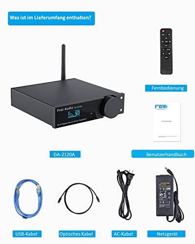 Fosi Audio DA2120A HiFi DAC Verstärker, 2.1CH CS8422 aptX-HD Stereo HiFi-Verstärker Bluetooth 5.0,...