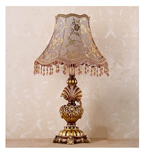 Abat-jour Vintage En Tissu Lin - Pour Lampe E27, Teinte Café Et Or, Diamètre 22 Cm