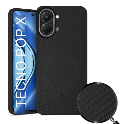 Image of Sleek Back Cover Case for Tecno POP X | Slim Fit Protective Design | Micro Fiber Cloth Inside | Camera Protection Bump |Carbon Texture Case Tecno POP X | (Black)
