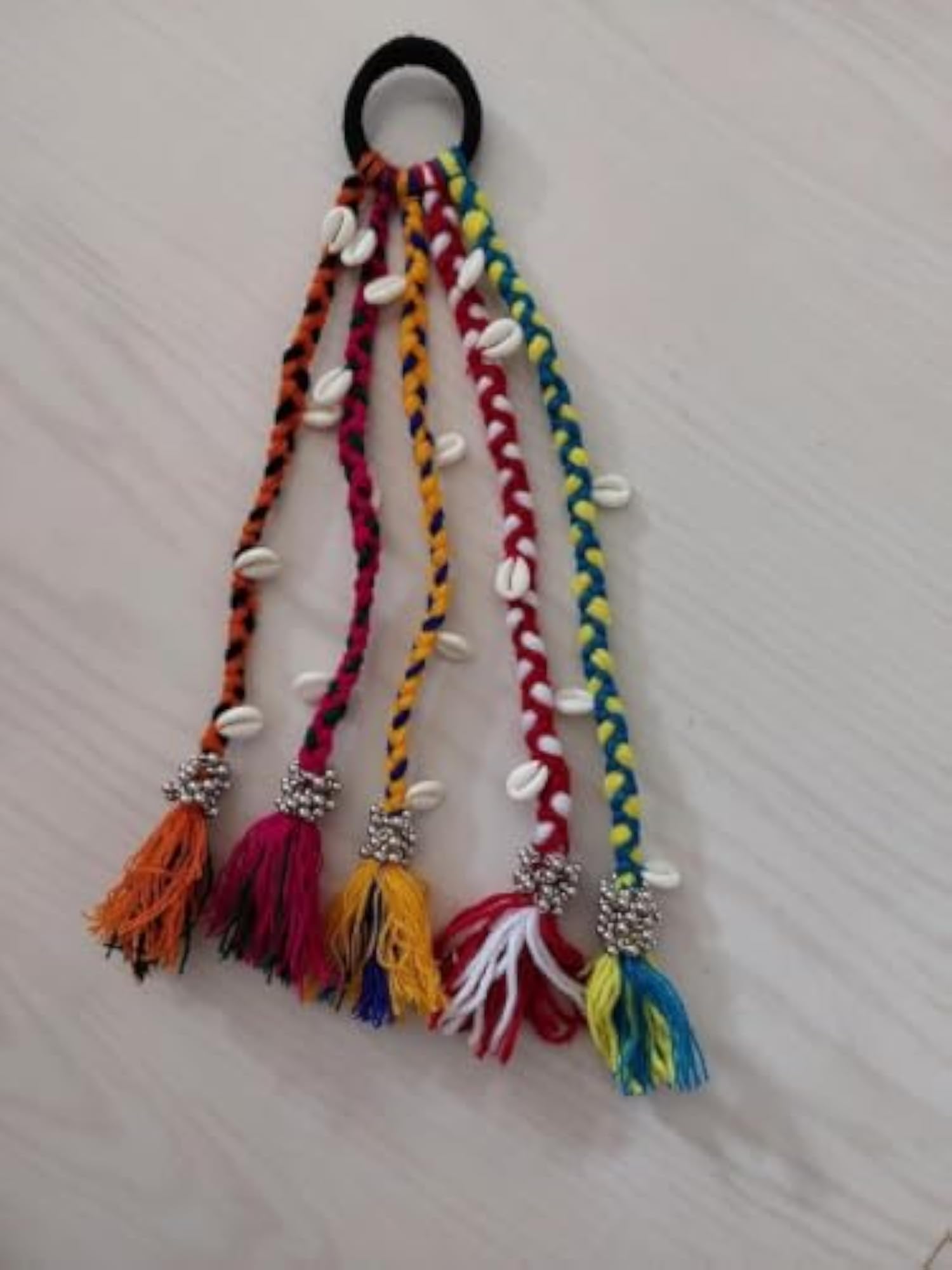 Navratri Multicolour Rainbow Braided Hair Extensions, Gift for Girls
