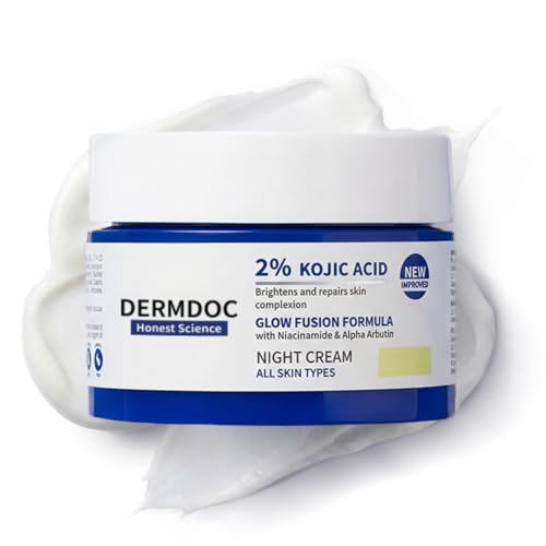 DERMDOC 2% Kojic Acid Glow Fusion Formula Night Cream, 50g | Niacinamide & Alpha Arbutin | Skin Brightening Face Cream | Reduces Dark Spots & Pigmentation | Even & Glowing Skin | Minimizes Pores - Image 2