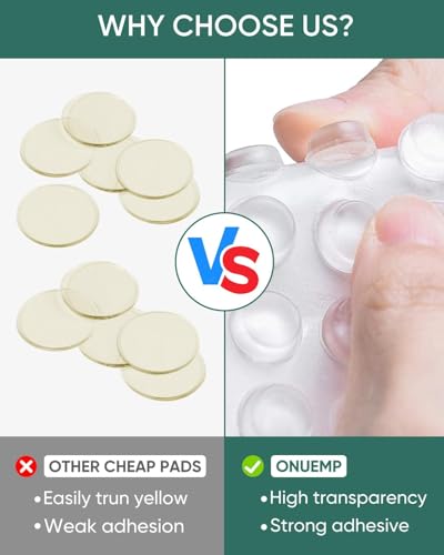 ONUEMP 304pcs Cabinet Door Bumpers Clear, Adhesive Rubber Feet Silicone, Sound Dampening Door Slam Stopper Non Slip Furniture Pads Wall Protector for Cutting Board, Drawers, Glass Cabinet