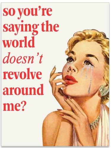 noxozoqm 70s Pink Sexy Women Poster Funky Funny Quote Wall Art Retro Housewife Picture So You''Re Saying The World Doesn't Revolve Around Me Prints For Apartment Decor 12X16 inch Unframed