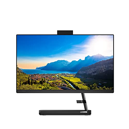 Image of Lenovo IdeaCentre AIO 3 21.5 inches Full HD IPS All-in-One Desktop (AMD Ryzen 3 /8GB /1TB HDD /Windows 11 /MS Office 2021 /AMD Radeon Graphics /HD 720p Camera /Wired Keyboard, Mouse), Black, F0G6008WIN