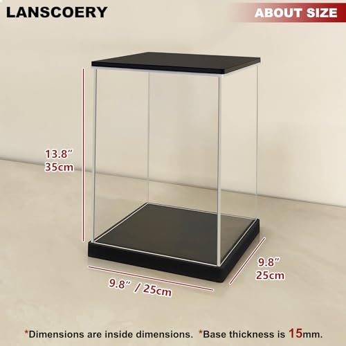 LANSCOERY Clear Acrylic Display Case with Light Cube Organizer Box Countertop Dustproof Stand for Action Figures Collectible Toys