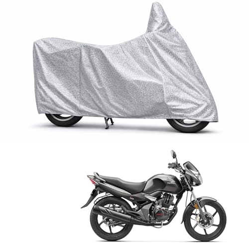 Image of 100% Waterproof Two Wheeler Body Cover Multi Layered Fabric Designed for Honda CB Unicorn 150 | Belt Buckle Lock | Silver Mag
