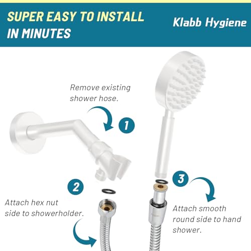 Image of Klabb Shower Hose, 79 Inches Extra Long Chrome Handheld Shower Head Hose With Brass insert and nut