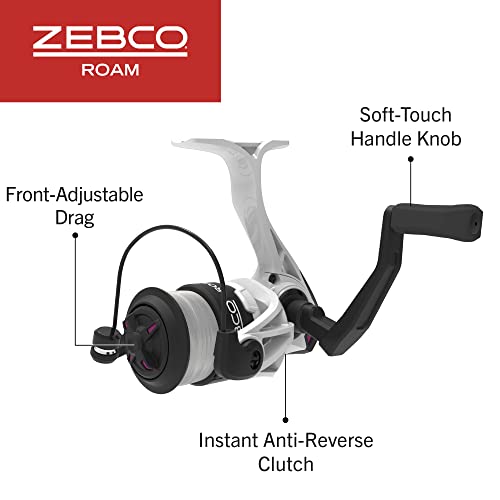 Zebco Roam Spinning Reel and Fishing Rod Combo, 6-Foot 2-Piece Fiberglass Fishing Pole, Split ComfortGrip Handle, Soft-Touch Handle Knob, Size 20 Reel, Changeable Right- or Left-Hand Retrieve, Pink - Image 4