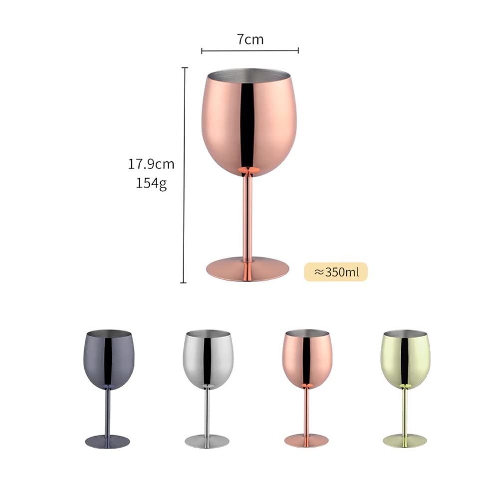 BISDARUN White Wine Glasses Set of 2 Red Wine Goblets 18/8 Stainless Steel 350ml Metal Goblet Glasses for Cocktail Champagne Whiskey Beer (Silver) - Image 2