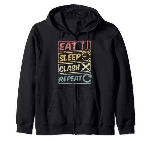 Eat Sleep Clash Repeat - Maglietta da gioco colori assortiti Felpa con cappuccio