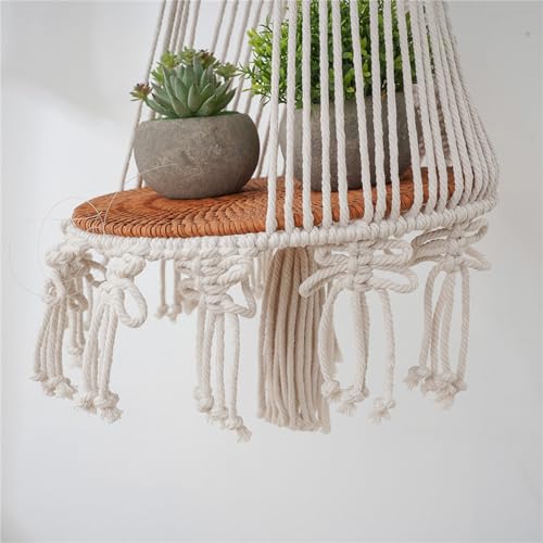 Hamac suspendu macramé pour chat en coton lavable avec pompons - 4
