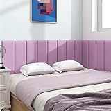 Generisch Selbstklebende, gepolsterte Kopfteil-Wandpaneele – 3D-Antikollisions-Selbstklebedekoration für Schlaf-/Wohnzimmer – 4er-Packung lila Paneele, 25 x 50 cm