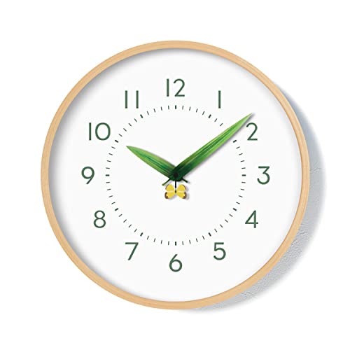Maxspace Stylish Wall Clock - 8in Silent Non-Ticking Wooden Wall
