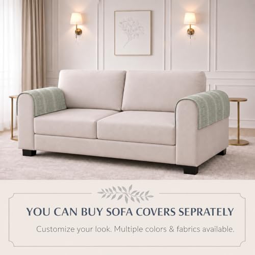 Image of STITCHNEST 'Verdant Bohemian Stories' Sofa Armrest Cover | Elegant Jacquard Fabric, Washable & Durable for Modern Living (18 x 22 Inches)