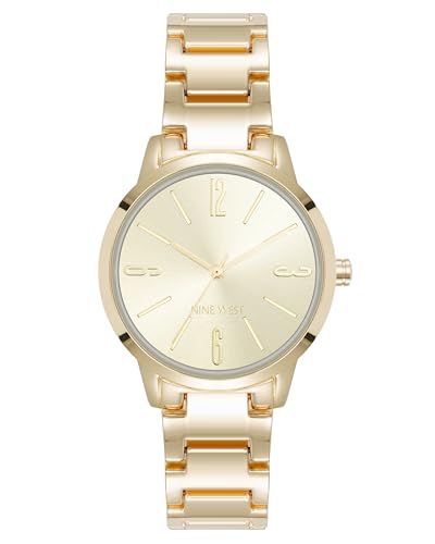Image of Nine West Women's Bracelet Watch, Analog Display, Gold-Tone Metal Band, Limited Movement, Mineral Crystal Lens