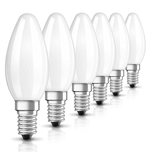 Osram LED Star Classic B Lampe, in Kerzenform mit E14-Sockel, nicht dimmbar, 2.5 W=25 Watt, Matt, Warmweiß - 2700 Kelvin, 6er-Pack
