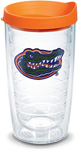 Tervis 1056681 Florida Gators Gator Tumbler with Emblem and Orange Lid 16oz, Clear