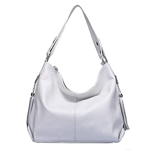 Bolso de cuero suave de mujer con borlas blanco miniatura 1