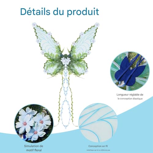 Ailes de fée filles pour déguisement sans serrer les épaules - 4