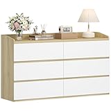 【Design moderne et épuré】Avec sa finition Chêne-Blanc, ses lignes fluides et ses poignées discrètes, cette commode s’intègre naturellement dans une chambre, un salon, une entrée ou un couloir, apportant une touche d’élégance et de fraîcheur à votre décoration