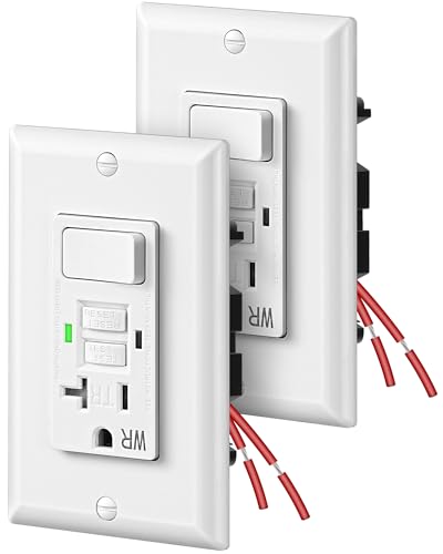 DEWENWILS 20A GFCI Switch Outlet Combo 2 Pack TR GFCI Electrical Outlet 20 Amp GFCI Outlet Weather Resistant Ground Fault Circuit Interrupter Self-Test with LED Indicator ETL Listed White