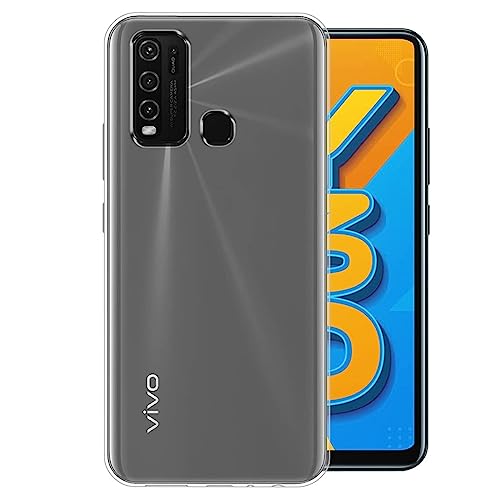 Image of Fashionury Crystal Clear Case for Vivo Y30 | Yellowing Resistance | Transparent TPU Silicone | Raised Camera Lips | Slim Transparent Cover