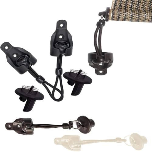 LatoYard Kit de persianas enrollables, resistentes al viento, 2 piezas de plástico para un sombreado seguro al aire libre, negro, marrón y amarillo