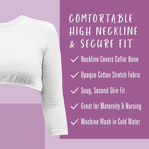 Image of Kosher Casual Women's Modest High Neck Cropped Layering Shell - Cotton Spandex 3-4 Sleeve Base Pullover Top