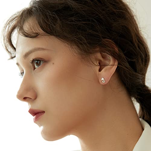 Sterling Silver Teardrop Stud Earrings, Hypoallergenic 925 Sterling Silver Small Stud Earrings For Women Girls,Handmade Plated Sterling Silver Polished Stud Earrings For Sensitive Ears #TOP2