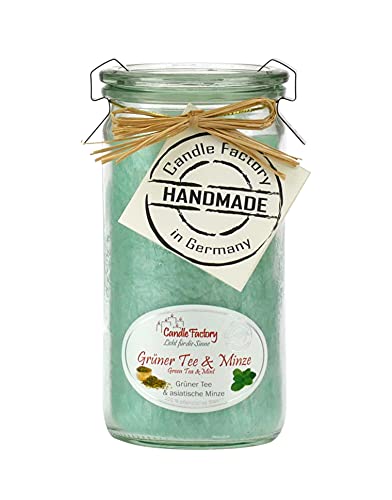 Candle Factory Mini-Jumbo Kerze mit Duft Glas in tollen Farben Mit Duft Mini-Jumbo Grüner Tee & Minze Cover