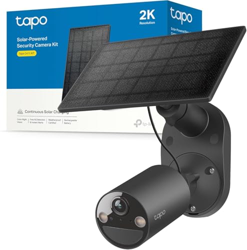 Tapo C411 Kit TP Link cámara de Seguridad Solar inalámbrica 2K/3MP con visión Nocturna en Color, detección Inteligente de Personas