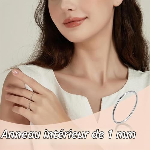 TEOZBLU 7 Pièces Bague Femmes Acier Inoxydable, Mince Bague Knuckle Anneaux, Empilables Argent Minimaliste Bague Pouce Ensemble – vue 2