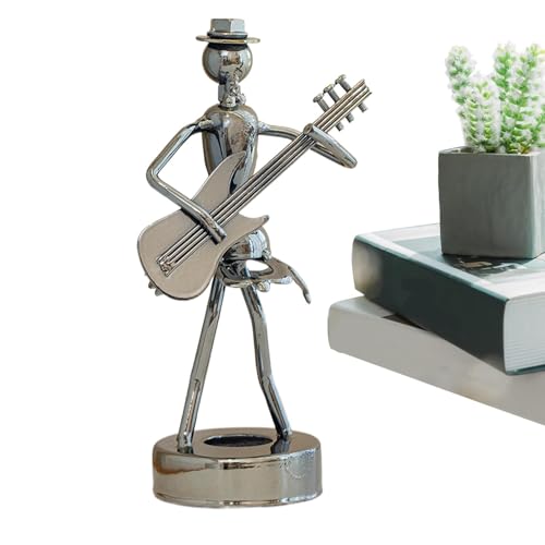 ギターミュージシャンの彫像、ギタリストの置物彫刻 - ギタリストの置物モデルの装飾 - 作業エリア、自宅、バー、カフェ、ロックミュージックパーティー用の絶妙な職人技のテーブルデコレーション。