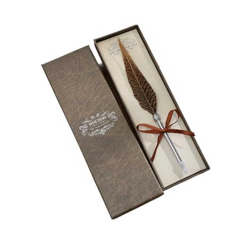 羽根 ボールペン 羽ペン 風 装飾 芯経 0.7mm ギフトボックス付き 羽ボールペン 羽根ペン プレゼント 贈り物 中世 ファンタジー お洒落 おしゃれ 格好良い かわいい (TYPE-I)