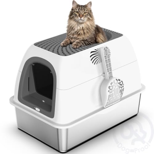 Image of SuzziPaws Stainless Steel Litter Box Top-Entry Dog-Proof for Multi-Cats