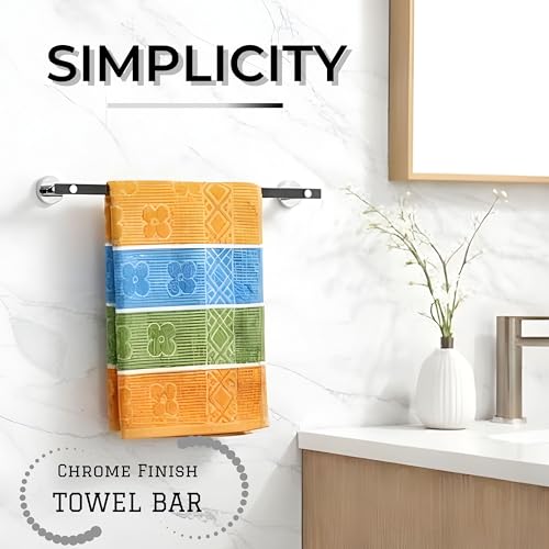 Image of GLOXY Premium Towel Rod for Bathroom - 24 Inch Wall Mount Rust Proof Stainless Steel Black Matte Finish Bathroom Rod for Clothes - Bathroom Fittings Accessory Bath Towel Holder for Home & Hotels