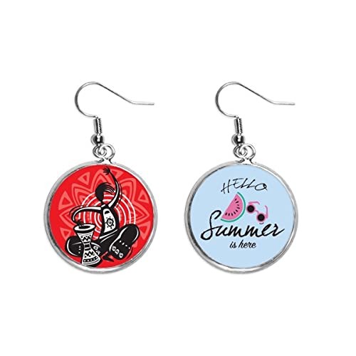 Pendientes de sandía con silueta pandereta mexicana y diseño ergonómico
