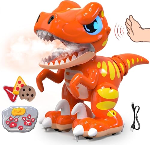 2.4Ghz Ferngesteuerter Dinosaurier Spielzeug Roboter Dino Kinder Spielzeug Gestensensor Anfassen und Folgen mit 14 Funktionen Tanz Musik RC Dino Roboter Spielzeug Geschenk für Kinder 3-12 Jahren