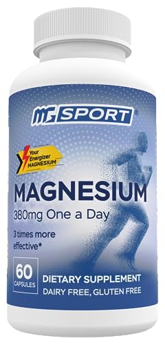 High Absorption Magnesium for Leg Cramps and Tensed Muscles, Muscle Relaxer with Vitamin B6, D and E, 380mg Magnesium Oxide Monohydrate, 60 Servings