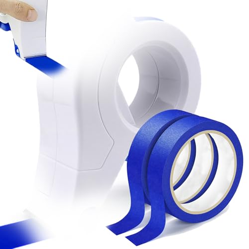 Abdeckband-Applikator-Set Tragbares Malerband Applikator mit 2 Rolle 25mm Breite Blau Maler Band Werkzeug Masking Master Abroller für Trim Tür Zierleisten Fenster und Türrahmen 1mm/0 04 Zoll Naht